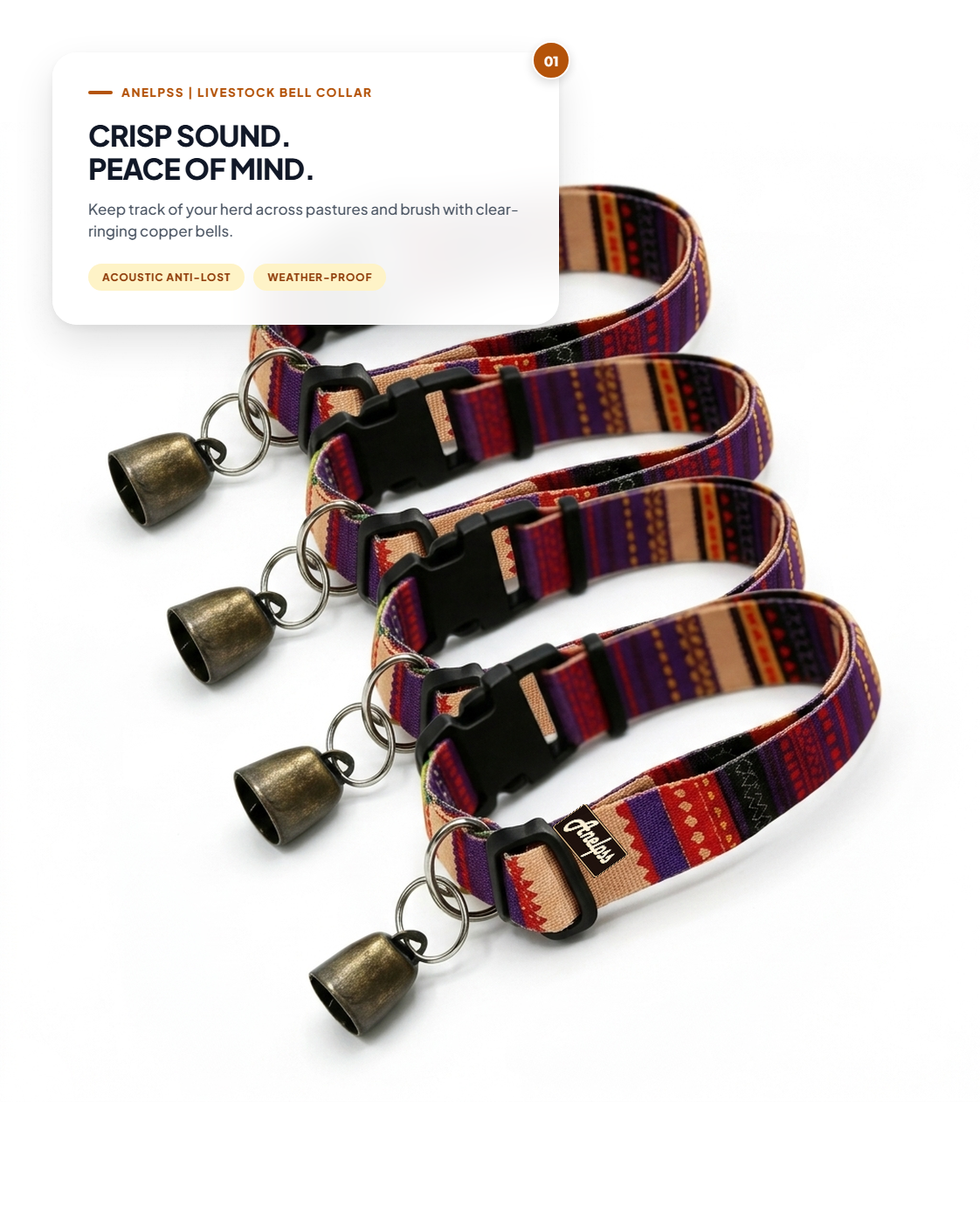 Anelpss™ Heritage Livestock Grazing Collar with Vintage Bronze Bell