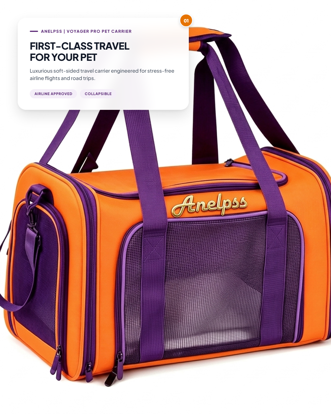 Anelpss™ Voyager Pro Airline-Approved Soft-Sided Pet Travel Carrier